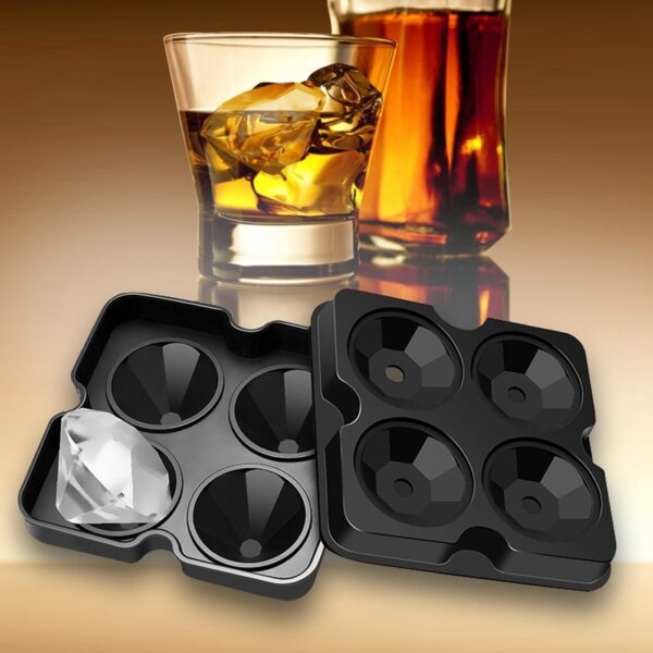 4 Slots  DIY Diamond Shaped Ice Cube Cake Ice Making Mold (Black) - Image 4