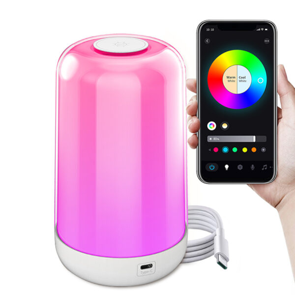 LED Night Light 7 Color Changing Smart Touch Control Bedside Table Lamp BT Remote Control 3600mAh Rechargeable RGB Dimmable Portable Cordless Night Lights for Bedroom Living Room - Image 2