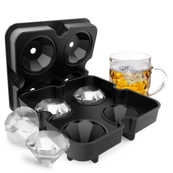 4 Slots  DIY Diamond Shaped Ice Cube Cake Ice Making Mold (Black) - Image 6