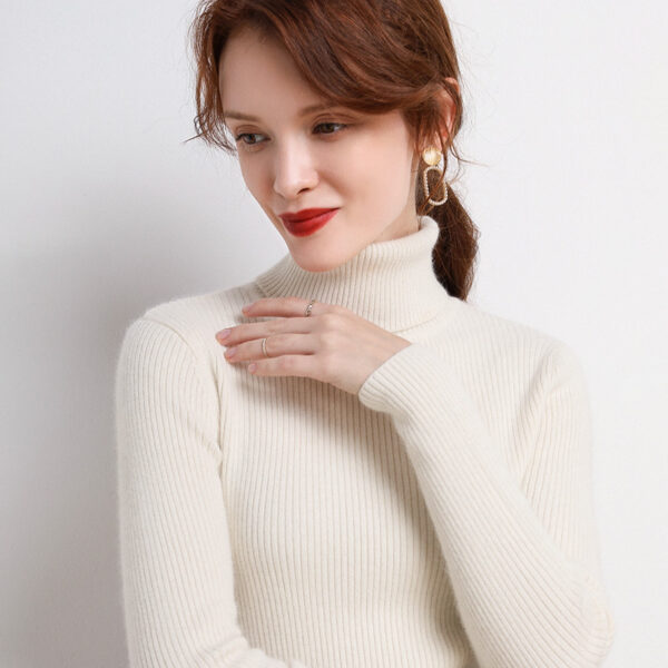 Simple Temperament High Collar Sweater Women's FallWinter Slim Short Pullover - Image 3