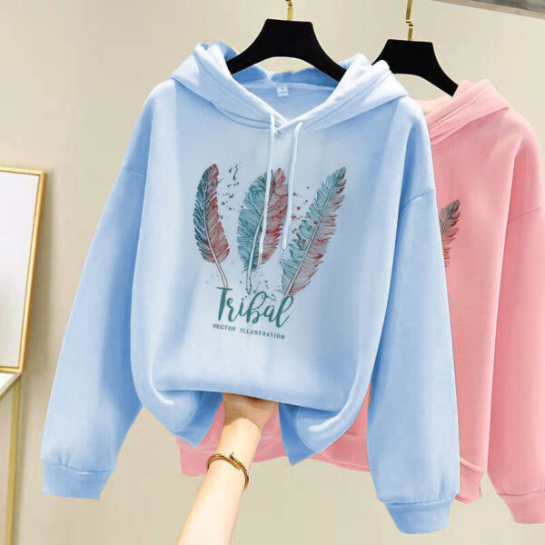 Hooded Sweater Thick Loose Long Sleeves Women - Image 4