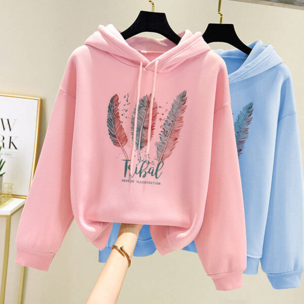 Hooded Sweater Thick Loose Long Sleeves Women - Image 3