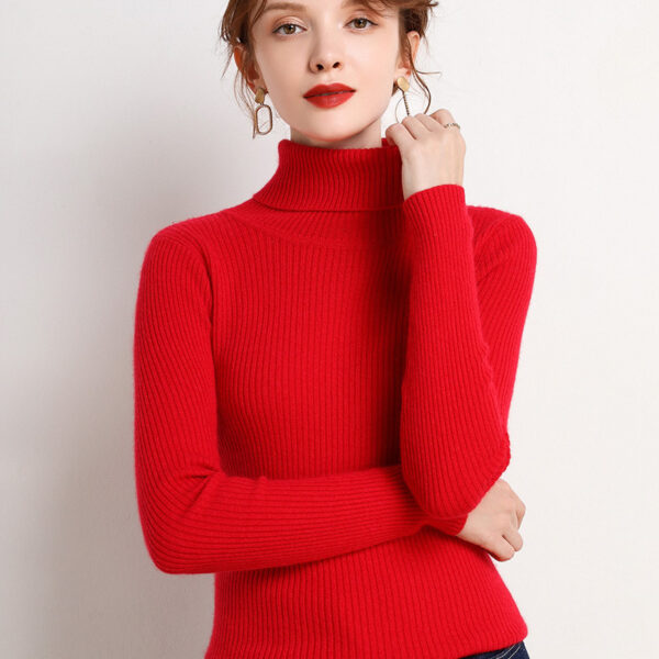 Simple Temperament High Collar Sweater Women's FallWinter Slim Short Pullover - Image 5