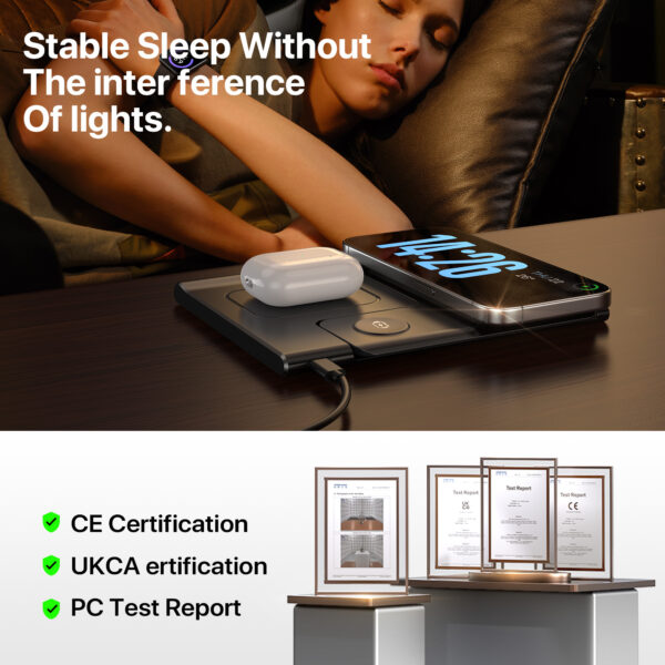 3- in-1 Wireless Charging Sation For Multiple Devices 15W Fast Charging Stand - Image 9
