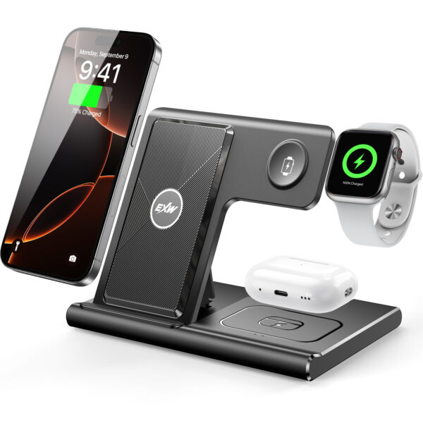 3- in-1 Wireless Charging Sation For Multiple Devices 15W Fast Charging Stand - Image 5